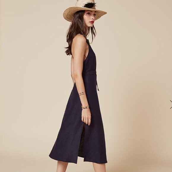 Reformation Essie Dress – Navy NWOT size small. Linen apron sundress. Rar… - Picture 5 of 6